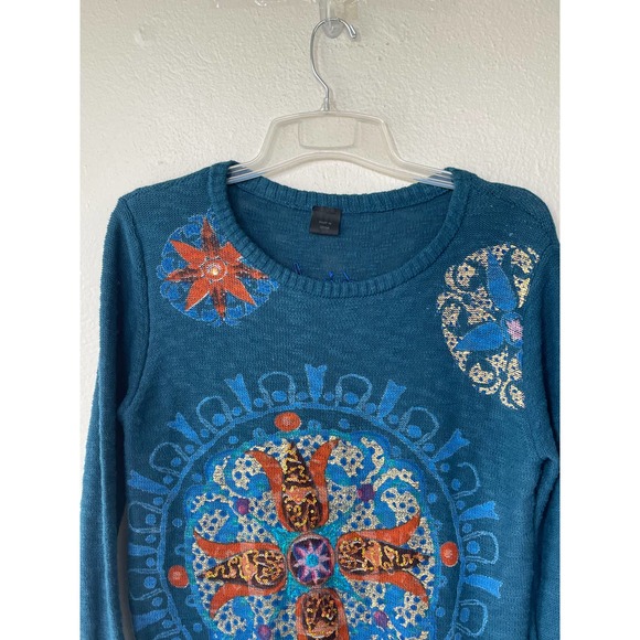 Desigual Size L Teal Pullover sweater - Picture 3 of 15